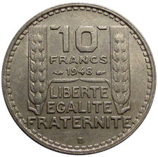 10 Francs TURIN 1948 B proche du listel
