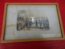 RARE " VIEILLE GRAVURE SOUS CADRE - NAPOLEON VISITANT LE PORT DE CHERBOURG
