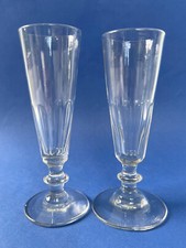 2 Flutes à champagne XIXem en semi cristal , verre H: 16,6cm