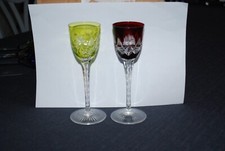 LOT DE DEUX VERRES A PORTO EN CRISTAL COLORES NON SIGNE ST LOUIS VAL ST LAMBERT