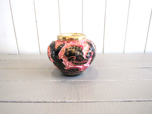 Vase rose décor noir - rose,