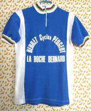 Maillot cycliste Cycles Peugeot La Roche Bernard Berret Acrylique Vintage - S