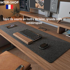 Tapis de souris/bureau feutre de laine grande taille 80x30cm gris INTERSHOP