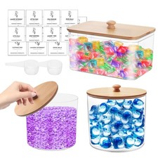 Boîte à Détergent 3 Pièces Boite Lessive Capsule Bocaux Lessive avec 2 Cuillè...