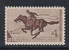 Scott 1154- Poney Express, 100 Ans; Rider Et Cheval MNH 4c 1960- Inutilisé Mint