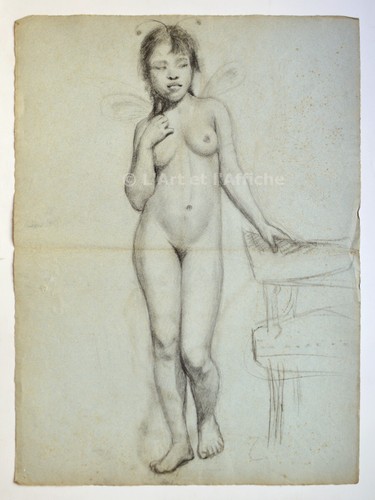 Dessin fusain étude de - fusain,, nu
