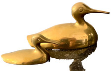 Vintage paire de canards en laiton massif 12 cm et 7,5 cm