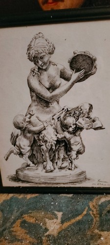 Tableau ancien encre - , sur