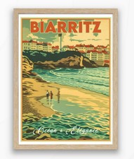 ? Affiche vintage Biarritz ?? — Côte Basque, océan & surf ?‍♂️ — Déco murale