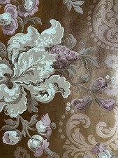 Papier Peint Ancien Imitation Soie Brocard Doré Ananas Fleurs Époque XIXème 