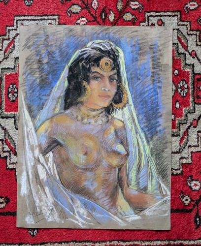 Pastel ancien féminin - nu,