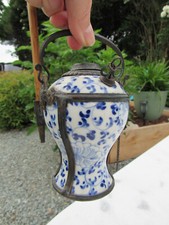 Ancienne Pipe a eau Asiatique - Faïence et métal Complète - Asie - Cambodge ?