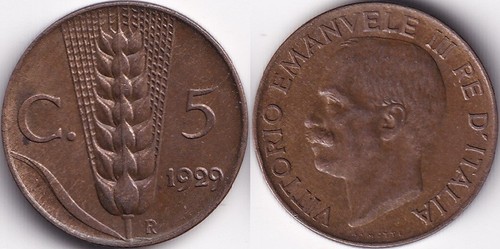Centesimi 1929 italie - 5,