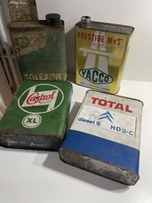 4 ANCIEN BIDON D'HUILE COLLECTION DECO VINTAGE BP CASTROL YACO TOTAL GARAGE