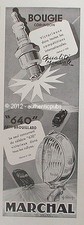 PUBLICITE MARCHAL BOUGIE CORINDON 640 ANTI BROUILLARD PHARE DE 1950 FRENCH AD