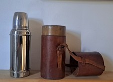 BOUTEILLE ISOTHERME ANCIENNE THERMOS AVEC SACOCHE EN CUIR