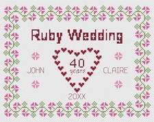 Point de Croix Mariage Anniversaire Kit Échantillon Ou Motif - Florashell -