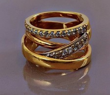 Sublime bague plaqué or zirconium bague en plaqué or 18k gold plated ring T 51