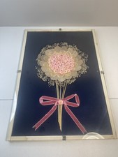 Décoration Florale Murale Vintage sur Plaque de Velours Fleurs séchées Cadre