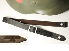 JUGULAIRE CASQUE ALLEMAND WW2 "FRANZ MULLER 1941" cuir brun, boucle alu