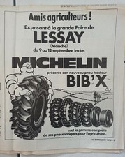 Publicité Michelin pneu tracteur BIB'X sur feuille journal année 1978