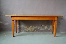 Grande table ancienne de ferme ou de bistrot en bois massif clair style bohème 