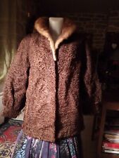 veste femme vintage 40 50 fourrure astrakan col vison 44 46 excellent état