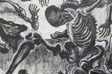 Alexis HINSBERGER (1907-1996) Scène macabre 62X50 cm Carthagène mort squelette