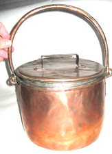 ANCIEN POT EN CUIVRE AVEC COUVERCLE OLD COPPER JAR Pote de cobre Topf in Kupfer