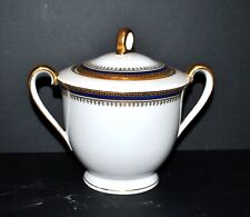 LIMOGES Ribes Sucrier en porcelaine doré et frise bleu