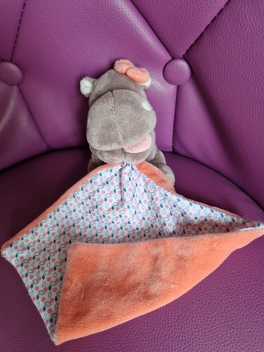 Doudou hippopotame rose gris - hippopotame,