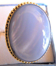 Bague en Calcédoine précieuse 23 x 19 mm- 24.Cts-taille 53-Argent massif