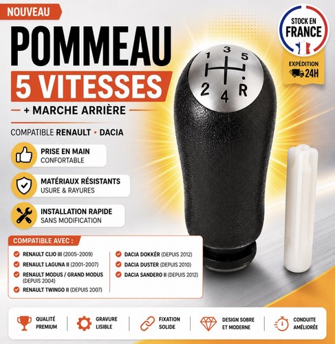 Pommeau levier vitesse - de, 5