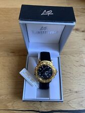 Laurine Montre Hommes Plaqué Or Phase Lunaire Quartz non Porté Noir Cadran