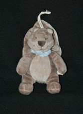 Peluche doudou écureuil Oscar & Léon NOUKIE'S brun beige bleu écharpe 18 cm TTBE