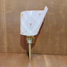 Applique "Rockabilly" Dorée, Années 50, Abat-Jour Blanc, En Plastique 