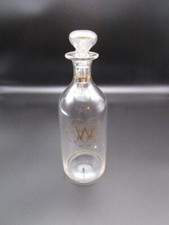 Huilier ancien en cristal doré, monogrammé