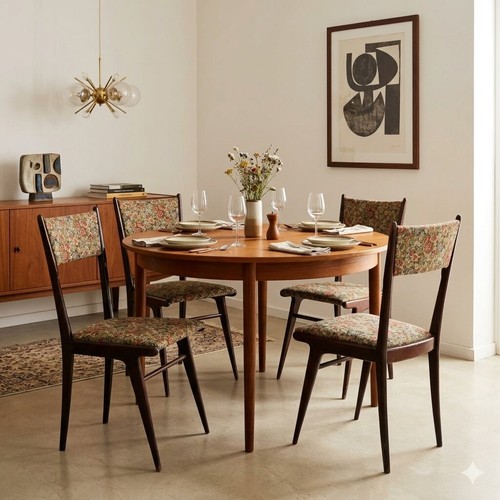 Chaises vintage bois tissu - chaises,