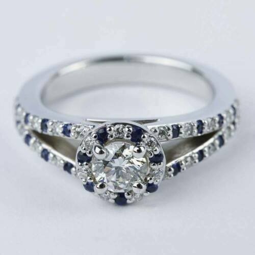 Bague halo diamant - , simulé