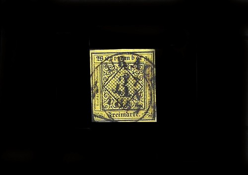 Timbre wurtemberg 1851 - timbre, 3
