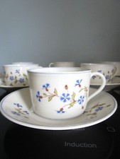 6 Tasses à Thé / chocolat  et sous tasses  PILLIVUYT décor au Barbeau