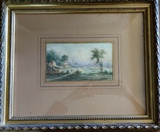 Paire d'aquarelles encadrées