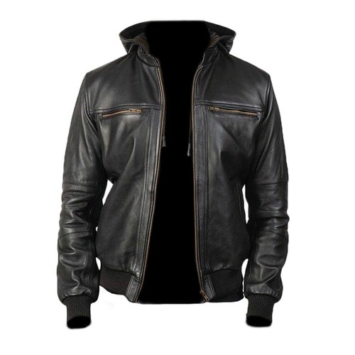 Blouson bomber noir capuche - bomber,