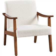 Fauteuil de Salon Moderne Chaise Rembourré Canapé pour Bureau Chambre Ivoire
