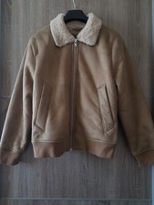 Abercrombie & Fitch Men’s Vegan Suede Leather Bomber Jacket Sherpa Lined X-Small