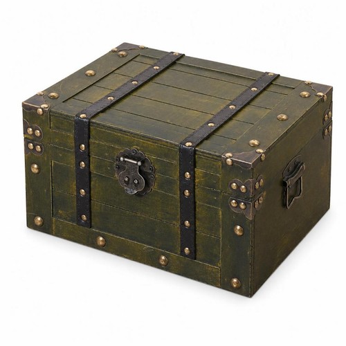 Coffre vert vieilli style - coffre,