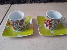 LOT DE 2 TASSES ET SOUS-TASSES- FINECASA KARE DESIGN