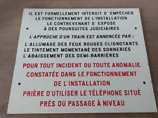 ANCIENNE PLAQUE FIBRE GARE SIGNALISATION PASSAGE A NIVEAU