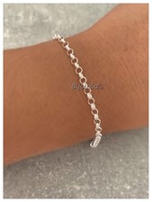 Bracelet Fin Maille Jaseron En Argent Massif 925/000 Bijoux Femme Neuf