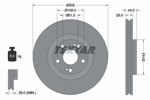 Disque frein ventilé - de,